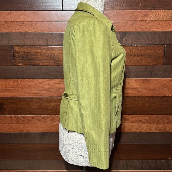 Coldwater Creek Collared Long Sleeve Olive Green Button Down Blazer - Picture 7 of 10